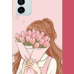 Samsung Galaxy M14 Uyumlu lale buketli kız UV Baskılı Silikon Kılıf