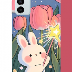 Samsung Galaxy M14 Uyumlu peluş tavşan UV Baskılı Silikon Kılıf
