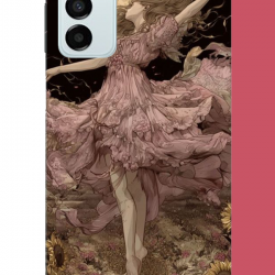 Samsung Galaxy M14 Uyumlu pembe elbiseli kadın UV Baskılı Silikon Kılıf