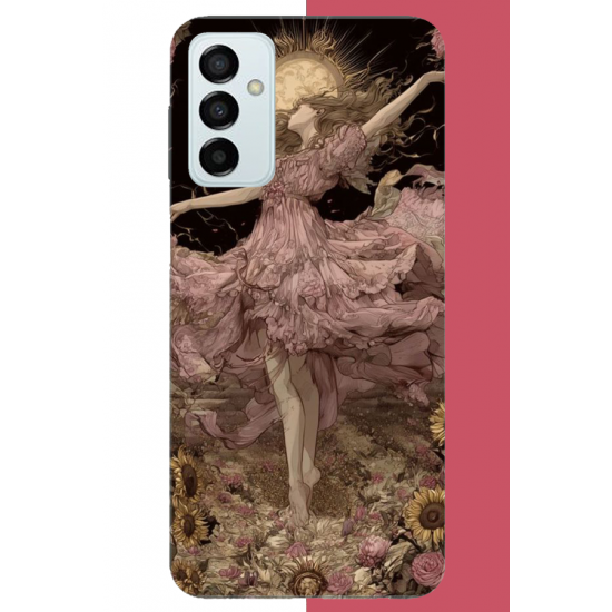Samsung Galaxy M14 Uyumlu pembe elbiseli kadın UV Baskılı Silikon Kılıf Samsung Galaxy M14 Uyumlu pembe elbiseli kadın UV Baskılı Silikon Kılıf