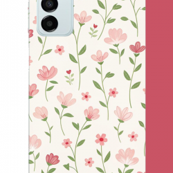 Samsung Galaxy M14 Uyumlu pembe çiçekli pattern1 UV Baskılı Silikon Kılıf