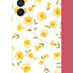Samsung Galaxy M15 Uyumlu sarı çiçek pattern UV Baskılı Silikon Kılıf
