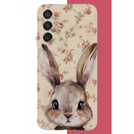 Samsung Galaxy M15 Uyumlu kahverengi tavşan UV Baskılı Silikon Kılıf