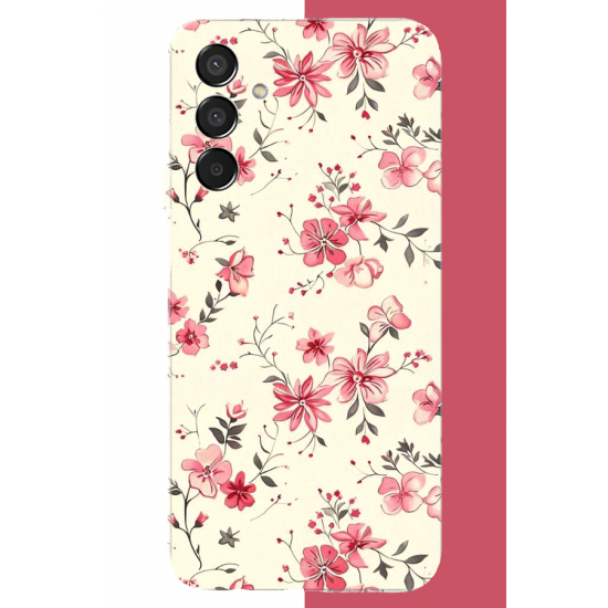 Samsung Galaxy M15 Uyumlu kırmızı pattern UV Baskılı Silikon Kılıf