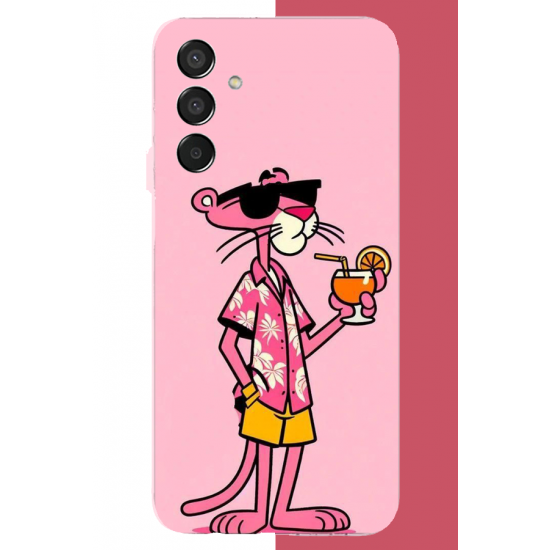 Samsung Galaxy M15 Uyumlu pembe panter 1 UV Baskılı Silikon Kılıf