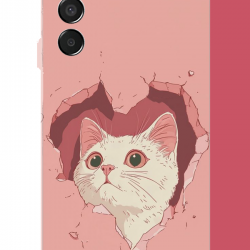 Samsung Galaxy M15 Uyumlu boşluktaki kedi UV Baskılı Silikon Kılıf