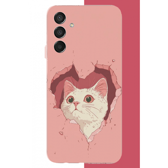 Samsung Galaxy M15 Uyumlu boşluktaki kedi UV Baskılı Silikon Kılıf