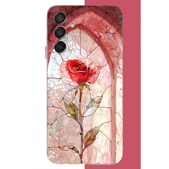 Samsung Galaxy M15 Uyumlu pencereki gül UV Baskılı Silikon Kılıf