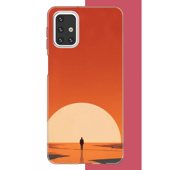 Samsung Galaxy M31s Uyumlu retro güneş batımı UV Baskılı Silikon Kılıf