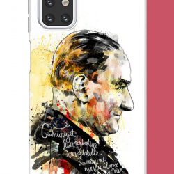 Samsung Galaxy M31s Uyumlu sulu boya atatürk UV Baskılı Silikon Kılıf