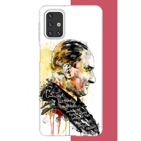 Samsung Galaxy M31s Uyumlu sulu boya atatürk UV Baskılı Silikon Kılıf