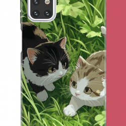 Samsung Galaxy M31s Uyumlu yavru kediler UV Baskılı Silikon Kılıf