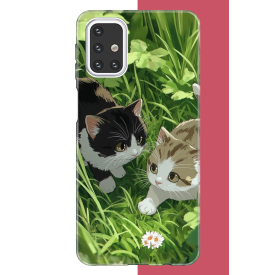 Samsung Galaxy M31s Uyumlu yavru kediler UV Baskılı Silikon Kılıf