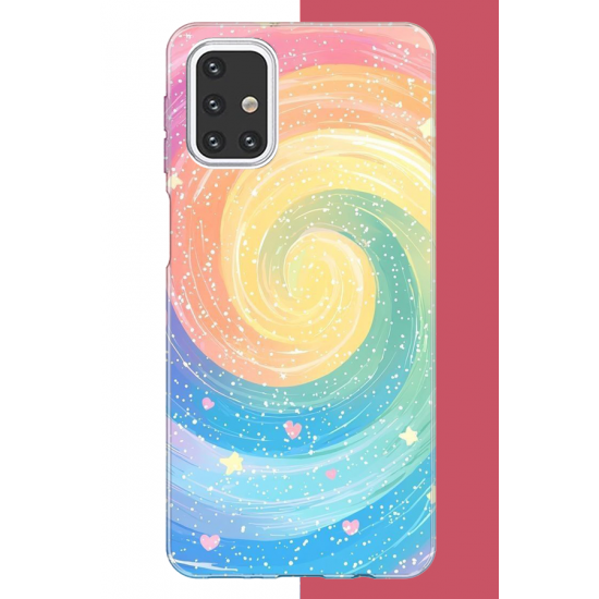 Samsung Galaxy M31s Uyumlu gökkuşağı girdap UV Baskılı Silikon Kılıf