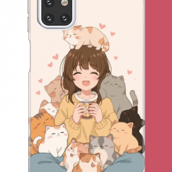 Samsung Galaxy M31s Uyumlu kawaii yavru kediler UV Baskılı Silikon Kılıf