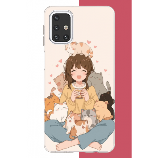 Samsung Galaxy M31s Uyumlu kawaii yavru kediler UV Baskılı Silikon Kılıf
