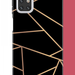 Samsung Galaxy M31s Uyumlu altın diyagonal çizgi UV Baskılı Silikon Kılıf
