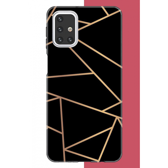 Samsung Galaxy M31s Uyumlu altın diyagonal çizgi UV Baskılı Silikon Kılıf