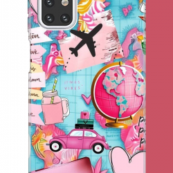 Samsung Galaxy M31s Uyumlu Travel Kolaj UV Baskılı Silikon Kılıf