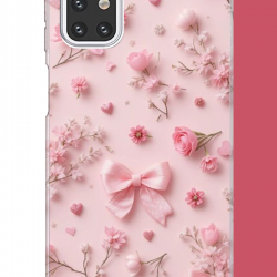 Samsung Galaxy M31s Uyumlu pembe fiyonk gül.jpeg UV Baskılı Silikon Kılıf