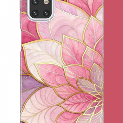 Samsung Galaxy M31s Uyumlu pembe yaprak UV Baskılı Silikon Kılıf
