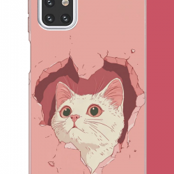 Samsung Galaxy M31s Uyumlu boşluktaki kedi UV Baskılı Silikon Kılıf