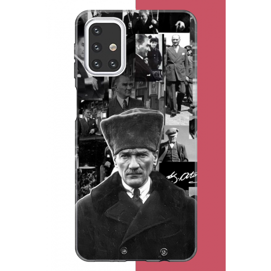 Samsung Galaxy M31s Uyumlu atatürk kolaj 2.jpeg UV Baskılı Silikon Kılıf