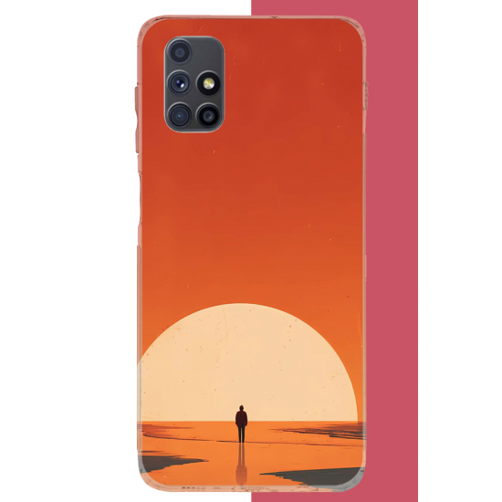 Samsung Galaxy M51 Uyumlu retro güneş batımı UV Baskılı Silikon Kılıf