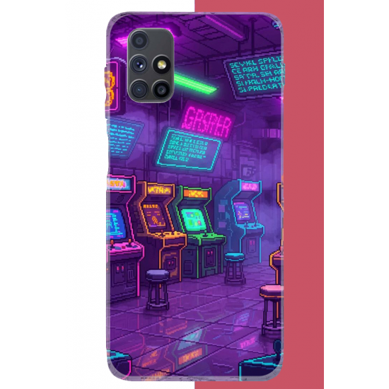Samsung Galaxy M51 Uyumlu Cyberpunk neon arcade UV Baskılı Silikon Kılıf