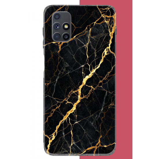 Samsung Galaxy M51 Uyumlu altın diyagonal UV Baskılı Silikon Kılıf