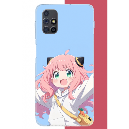 Samsung Galaxy M51 Uyumlu kawaii pembe saçlı kız UV Baskılı Silikon Kılıf
