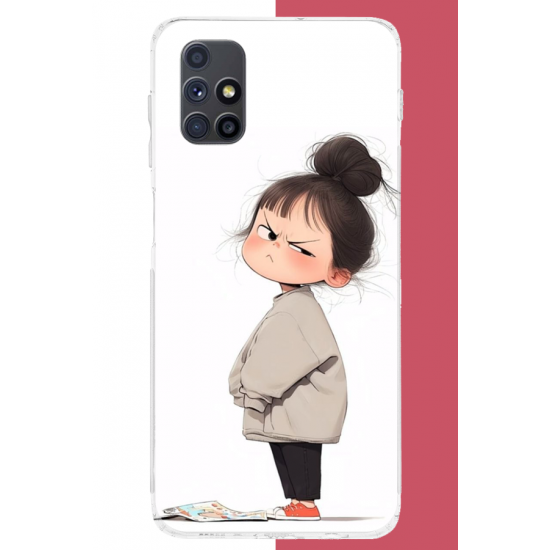 Samsung Galaxy M51 Uyumlu kawaii sinirli kız UV Baskılı Silikon Kılıf