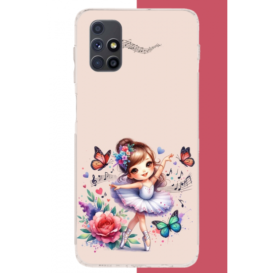 Samsung Galaxy M51 Uyumlu minik balerin3 UV Baskılı Silikon Kılıf