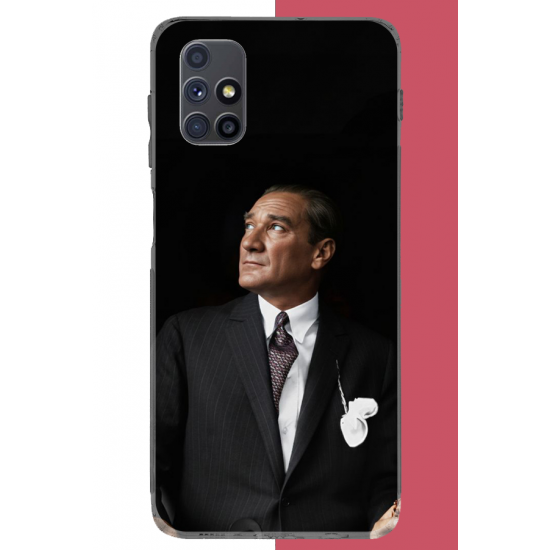 Samsung Galaxy M51 Uyumlu kürsüden bakan atatürk UV Baskılı Silikon Kılıf