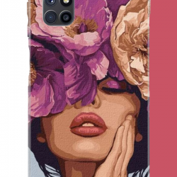 Samsung Galaxy M51 Uyumlu mor çiçekli kadın UV Baskılı Silikon Kılıf