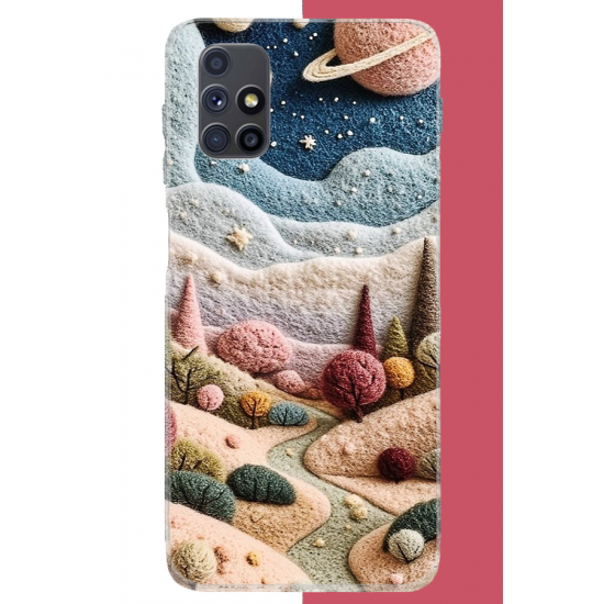 Samsung Galaxy M51 Uyumlu plato ve uzay UV Baskılı Silikon Kılıf