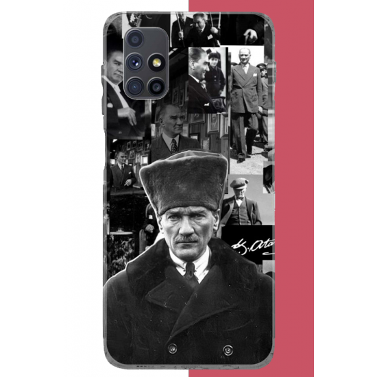 Samsung Galaxy M51 Uyumlu atatürk kolaj 2.jpeg UV Baskılı Silikon Kılıf