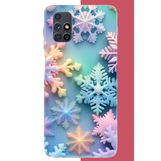 Samsung Galaxy M51 Uyumlu renkli kar taneleri UV Baskılı Silikon Kılıf Samsung Galaxy M51 Uyumlu renkli kar taneleri UV Baskılı Silikon Kılıf