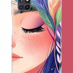 Samsung Galaxy M51 Uyumlu renkli yaprak saçlı kız.jpeg UV Baskılı Silikon Kılıf
