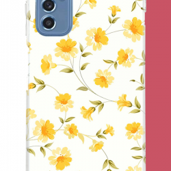 Samsung Galaxy M52 Uyumlu sarı çiçek pattern UV Baskılı Silikon Kılıf