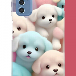 Samsung Galaxy M52 Uyumlu sevimli renkli köpek UV Baskılı Silikon Kılıf