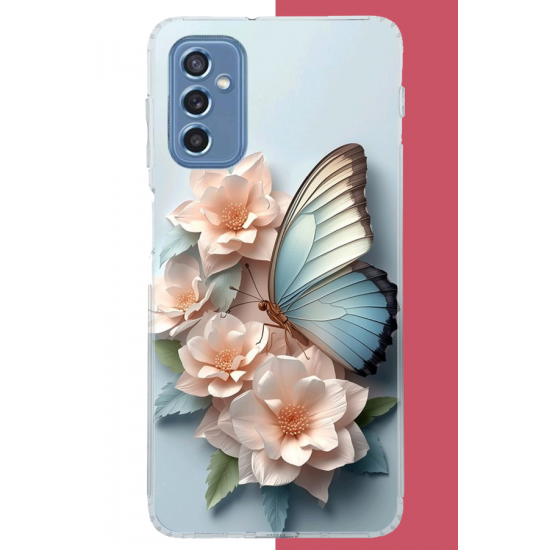 Samsung Galaxy M52 Uyumlu mavi kanatlı kelebek UV Baskılı Silikon Kılıf Samsung Galaxy M52 Uyumlu mavi kanatlı kelebek UV Baskılı Silikon Kılıf