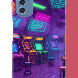 Samsung Galaxy M52 Uyumlu Cyberpunk neon arcade UV Baskılı Silikon Kılıf