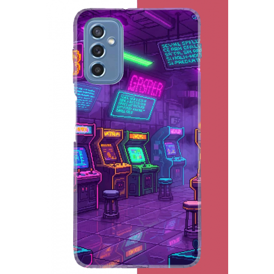 Samsung Galaxy M52 Uyumlu Cyberpunk neon arcade UV Baskılı Silikon Kılıf