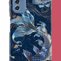 Samsung Galaxy M52 Uyumlu mavi yüzen balık UV Baskılı Silikon Kılıf