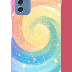 Samsung Galaxy M52 Uyumlu gökkuşağı girdap UV Baskılı Silikon Kılıf