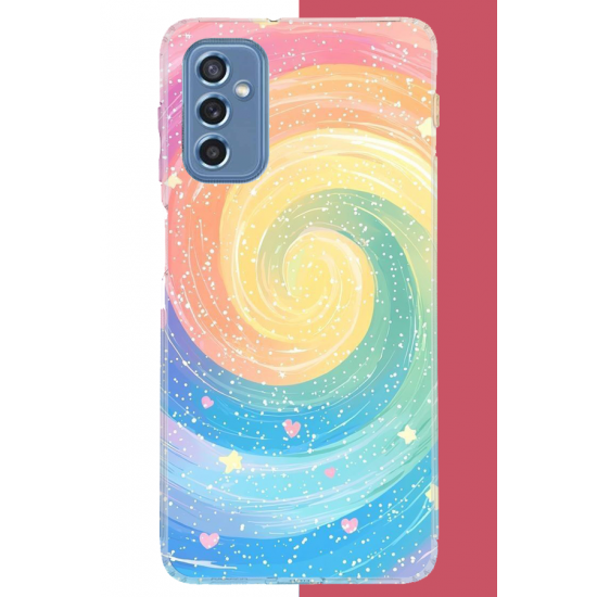 Samsung Galaxy M52 Uyumlu gökkuşağı girdap UV Baskılı Silikon Kılıf