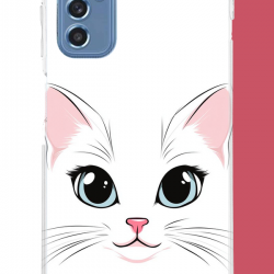 Samsung Galaxy M52 Uyumlu kedi yüzü UV Baskılı Silikon Kılıf