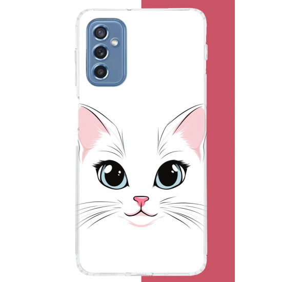 Samsung Galaxy M52 Uyumlu kedi yüzü UV Baskılı Silikon Kılıf Samsung Galaxy M52 Uyumlu kedi yüzü UV Baskılı Silikon Kılıf