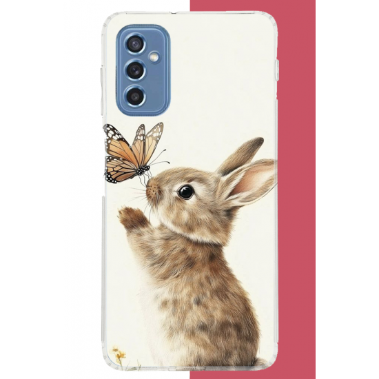 Samsung Galaxy M52 Uyumlu kelebekli tavşan UV Baskılı Silikon Kılıf Samsung Galaxy M52 Uyumlu kelebekli tavşan UV Baskılı Silikon Kılıf